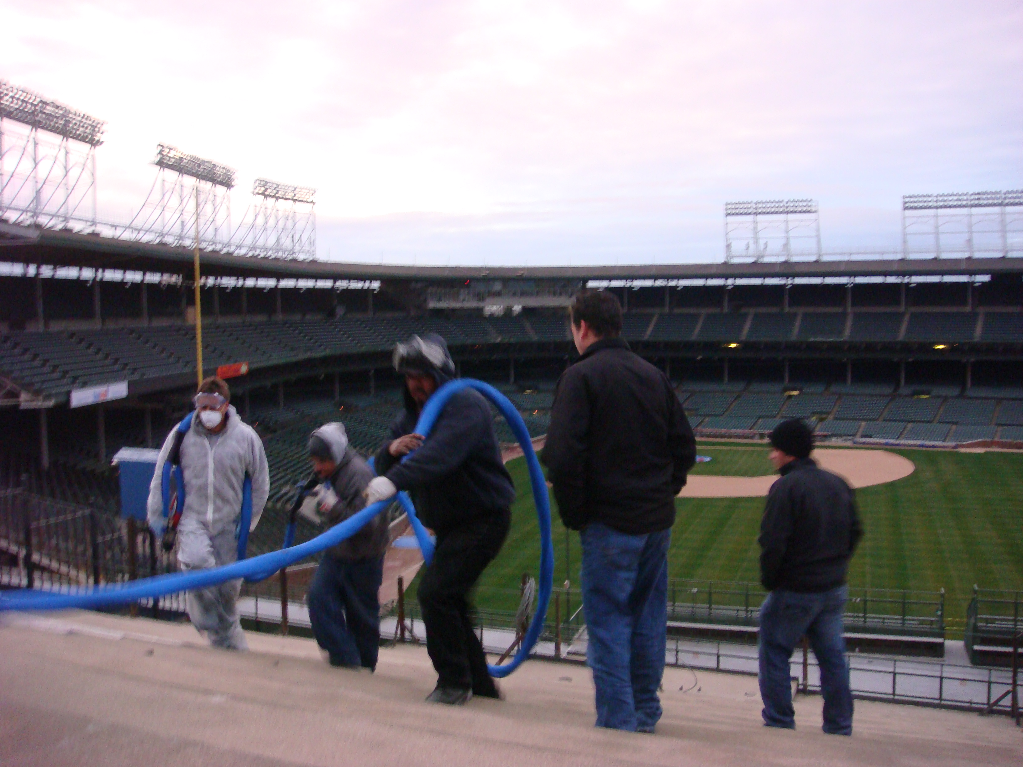 Loading dock concrete approach prepared for industrial floor coating